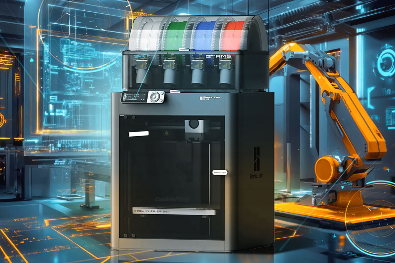 Bambu Lab P1S Combo с системой AMS выполняет высокоскоростную многоцветную FDM-печать